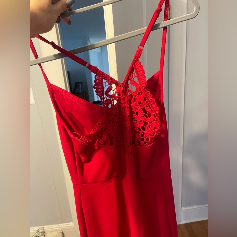 Red Jumpsuit from Francesca’s. Purchased for $50. Size large - Picture 2 of 2